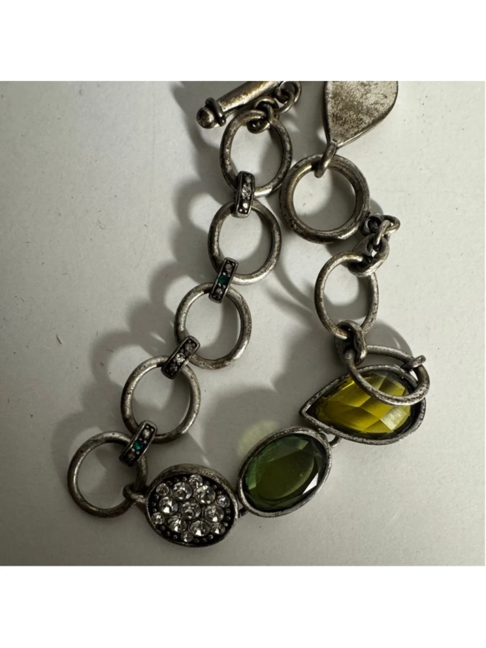 Women's Lia Sophia Silver Tone Green Gemstone Toggle Bracelet One Size